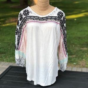 Free People embroidered multi pattern top